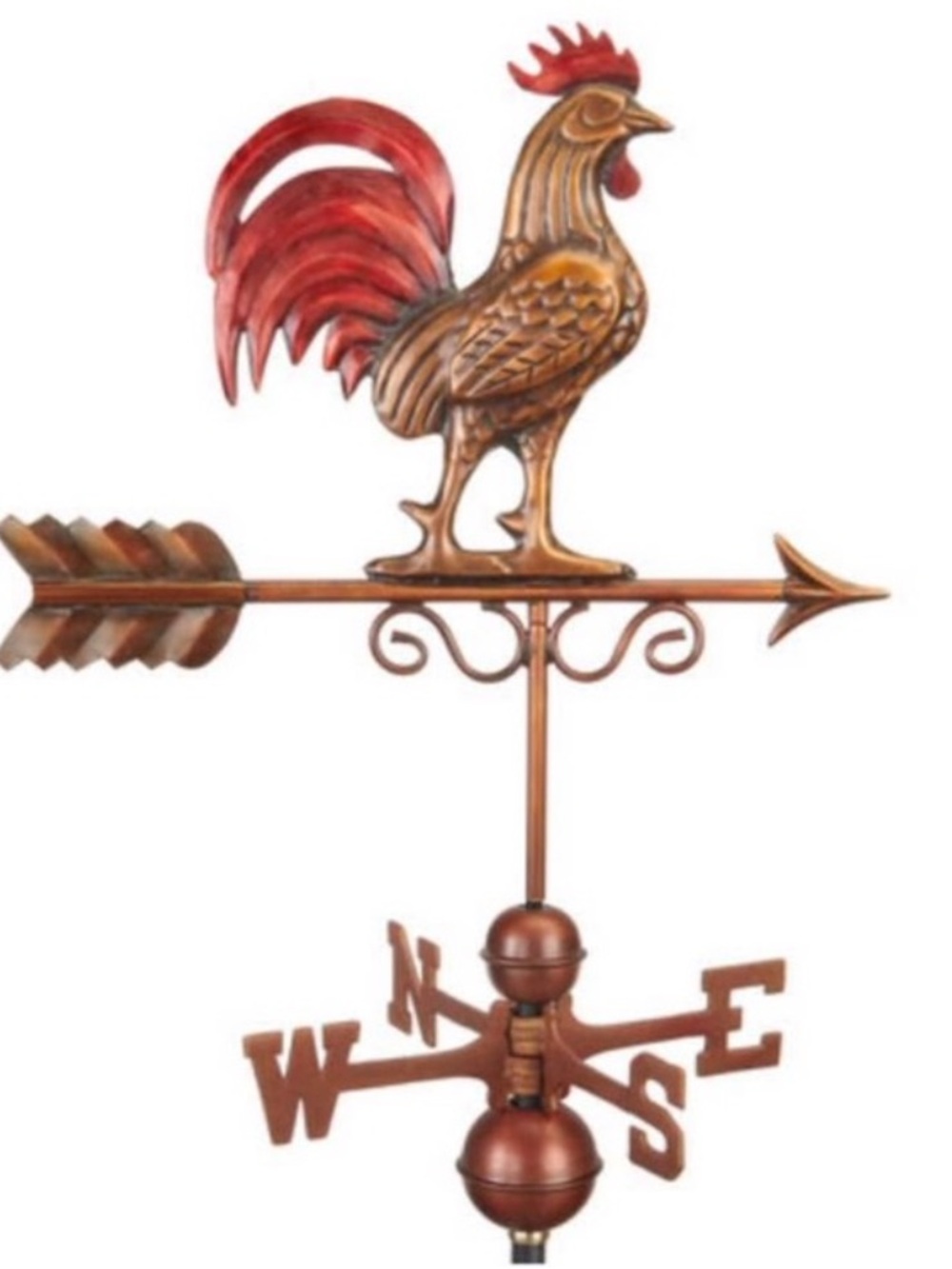 Pottery Barn Copper and Red Rooster Weathervane